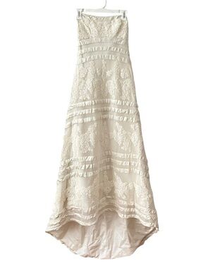 Priscilla of Boston Strapless Satin Lace Wedding Dress